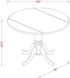 East West Furniture DLT-BLK-TP Dublin Modern Kitchen Table - a Round Dining Table Top with Dropleaf & Pedestal Base, 42x42 Inch, Black