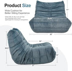 Hobestluk Big Bean Bag Chairs for Adults Fireside BeanBag Couch Togo Sofa | Ergonomic Design,Memory Foam,No Assembly,Faux Fur Fireside Lounge Floor Chair Back Support Bedroom | Bluegrey Plush Single