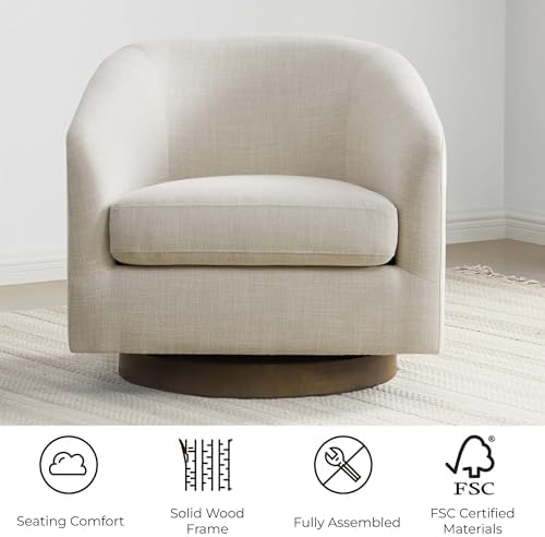 CHITA Swivel Accent Chair Set of 2, FSC Wood Frame, Fully Assembled, Linen