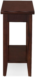 MAKLAINE Solid Wood Rectangular End Table, Chocolate Cherry Finish, 12 x 24 x 24 in, Space-Saving Narrow Design with Lower Shelf, Durable Living Room Side Table for Recliners or Small Spaces