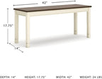 Signature Design by Ashley Whitesburg Cottage Rectangular Dining Bench, Brown & Antique White