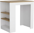 Kitchen Island with 3-Side Shelf and Counter Height Table Top | 3-side shelf design with counter-height table top for kitchen use