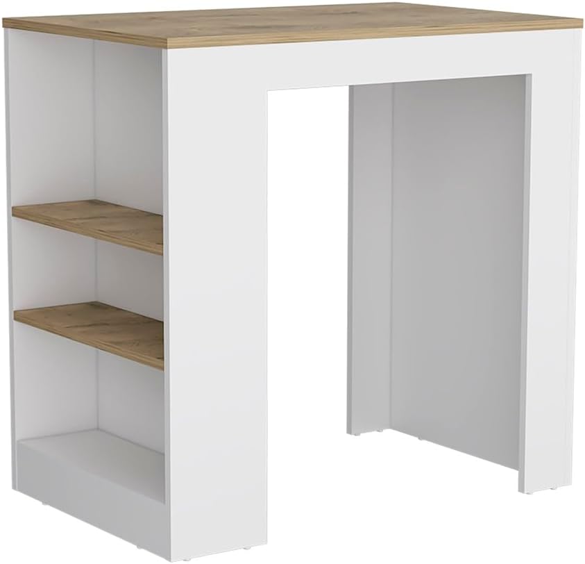 Kitchen Island with 3-Side Shelf and Counter Height Table Top | 3-side shelf design with counter-height table top for kitchen use