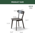 Dining Chairs, Kitchen Chairs, 100% Oak Solid Wood Modern Chair with Curved Backrest Kitchen & Dining Room Chairs Modern Chair for Living Room (Black, 4 Pack)
