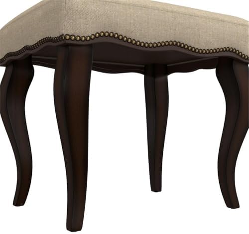 Hillsdale Hamilton Wood and Upholstered Backless Vanity Stool for Makeup Room and Bathroom, Burnished Oak