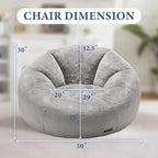 Hobestluk Large Beanbag Chairs for Adults Donut-Shaped Plush Sofa Couch | Grey, Oversized Bean Bag Chair with Faux Fur Cover Foam Filling Cozy Lounger for Bedroom Living Room Reading