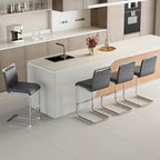 Counter Height Bar Stools Set of 4 - Grey Bar Stools for Kitchen Island,25'' Counter Stools with Leather Upholstered Seat,Metal Kitchen Island Chairs Ideal for Bar,Pub,Coffee Shop