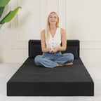 Fvkind Folding Futon Couch, Convertible Sleeper, Standard Size, Dark Grey | Ribbed Corduroy Fabric - Foldable Guest Bed - Bedroom & Living Room - Adults & Visitors - Easy Fold Storage