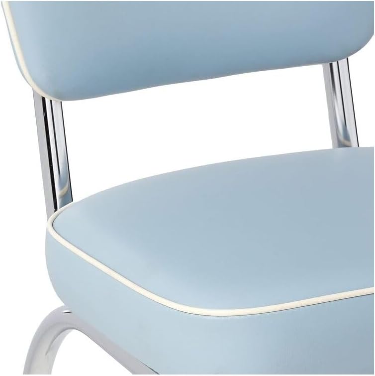 HomeStock Diner Chair - Vinyl Seat, Chrome Frame - Fully Assembled Bistro Kitchen Chair Bristol Blue