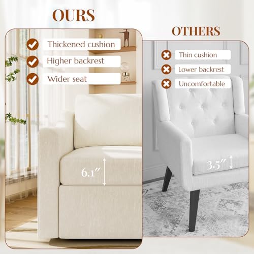360°Swivel Accent Chair with Lumbar Support, Swivel Armchair with Deep Seat | Soft Chenille Upholstered, Metal Swivel Base, Set of 2 Beige Chairs for Reading & Relaxing, Living Room