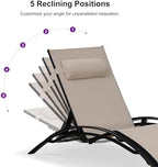 PURPLE LEAF Oversized Pool Chaise Lounge Set Outdoor Lounger Chair, Beige