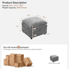 27" Large Square Ottoman with Storage, Modern Upholstered Footrest with Anti-Slip Legs for Couch Coffee Table Living Room, Bedroom, Entryway, Chenille Light Grey