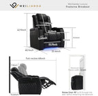 Weilianda Home Theater Seating, Top Grain Leather Movie Theater Chair | Black Row of 1, Zero Gravity, Power Headrest, Tray Table, Electric Reclining Seat for Media Room