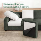 HONBAY Corduroy Sectional Sofa with Storage Ottoman, 6 Seaters L Shaped Small Sectional Couch for Living Room, Green