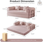 79" Convertible Sofa Bed, Couches for Living Room | Pink | Corduroy Futon Sofa Bed with Pocket Springs, Modular Sleeper Couch in a Box, No Assembly