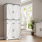 ELYKEN 72" Kitchen Pantry Storage Cabinet with Drawer, 3 Pull Out Shelves | 8 Door Shelves, Tall Pantry Cabinet Organizer, Farmhouse Kitchen Hutch, Pantry Storage Shelves, Dining Room, White