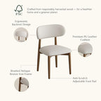 POVISON Modern Dining Chairs Set of 4, Armless PU Leather Dining Chair with PU Cushions and Dark Bronze-Coloured Metal Leg