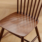 Windsor Dining Chairs Set of 2, Farmhouse Kitchen & Dining Room Chairs with Spindle Back, Comfy Armless Solid Wood Side Chair for Home/Living Room/Restaurant, Walnut Wood
