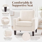 Comfy Accent Chair for Living Room, Modern Reading Chair for Bedroom, Beige | Upholstered Arm chair, Single Sofa Chair for Office and Waiting Room, Mid Century Modern Style, Sturdy Legs, Soft Seat