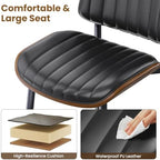 YaFiti Dining Chairs Set of 2, Mid Century Modern PU Leather Kitchen Chairs | Ergonomic Walnut Backrest, Upholstered Waterproof Faux Leather Seat, Stable Metal Legs, Adjustable Footpads, Black Pinstripe