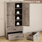 BORNOON Pantry Organizers and Storage Cabinet, 71” Barn Door White Kitchen Cabinet with Drawers and Adjustable Shelf, Tall Pantry for Kitchen, Dining Room, Living Room. Bathroom and Office