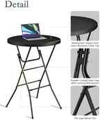 Round Folding Table, 32" Bar Height Tables for Parties and Commercial Events, Portable Plastic Table w/Thick Table Top, Metal Frame, Locking Legs, Indoor Outdoor Accessory, 2 Pack, Black