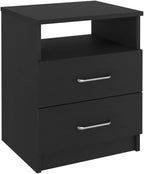 Nightstand, End Table, Side Table Superior Top, Two Drawers, One Shelf -Black,for Small Spaces