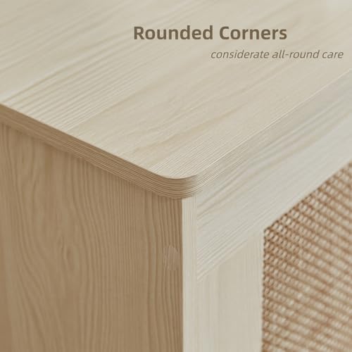 51.2" Storage Chest Large,Wooden Rattan Storage Bench.(White Cream) | Storage trunk with 2 Safety Hinges, 51.2x15.7x18.3 Inch, Easy Assembly, Storage bench For Bedroom, Living Room, Entryway