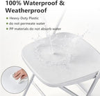 White Folding Chairs 2 Pack, Plastic Folding Chairs for Outside, Heavy Duty Foldable Chairs, Sturdy Metal Folding Chairs, 350 lbs Capacity, for Patio, Garden, Party