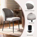 Modern Dining Chairs Set of 4, Faux Leather Upholstered Accent Chair with Metal Legs, Kitchen Side Chair with Comfortable Seat for Dining Room, Living Room, Bedroom, Light Grey
