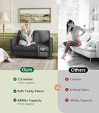 Welzona Loveseat, 51" Small Couch, Teddy Love Seat, Small Loveseat Sofa | Comfy Teddy Fabric, Tool-free Setup, Washable Covers, All-wood Small Sofa Couch for Living Room, Bedroom, Small Spaces, Grey