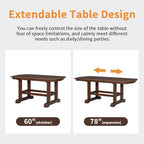 6-Pcs 78'' Extendable Rectangular Dining Table & 4 Upholstered Dining Chairs & 1 Bench, Wood Dining Table Kitchen Table Set for 6 (6-Pcs: 1 Table+4 Chair+ 1 Bench, Cherry)
