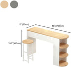 3-Piece Bar Table with Stools, Modern Living Room Set 3-Tier Storage Shelves and 2 Backless Stools for Home & Kitchen (Natural Finish, 39.5" L x 12" W H)