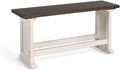 Pemberly Row Farmhouse Solid Wood Dining Bench in Brown/White, Rustic Wood Construction, Sturdy and Durable, Kitchen or Dining Seating, Farmhouse Style, Comfortable and Stylish