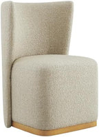 CHITA Upholstered Rolling Dining Chair with Casters Set of 4, Oatmeal | FSC Certified Modern Fabric Dining Chair with Casters, Boucle Dining Chairs for Reading Room Kitchen Dining Room