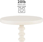 Pemberly Row Contemporary Wood Spindle Side Table, Off White Finish, 17" Round Top, Solid Rubberwood Construction, Turned Pedestal Base, Accent Table for Living Room, Entryway, or Bedroom Use
