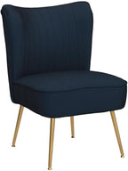 DUOMAY Modern Accent Chair Set of 2 Velvet Slipper Chair with Gold Legs Wingback Side Chair for Living Room Bedroom Entryway Small Corner Chair for Space Saving, Blue