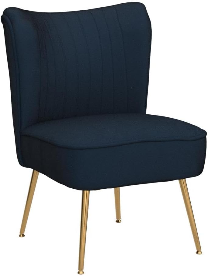 DUOMAY Modern Accent Chair Set of 2 Velvet Slipper Chair with Gold Legs Wingback Side Chair for Living Room Bedroom Entryway Small Corner Chair for Space Saving, Blue