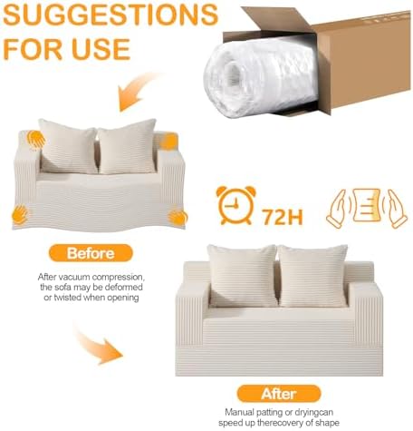 Erament Convertible Sofa Bed, Loveseat Folding Floor Futon Sleeper Sofa Couch Bed Foldable Couch, Corduroy Pull Out Sofa Bed with 2 Pillows for Living Room & Bedroom