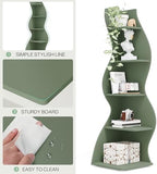 Tribesigns Corner Shelf, Modern 5-Tier Wall Corner Bookshelf, Stylish Corner Small Bookcase Storage Rack Plant Stand with Unique Shape for Living Room, Home Office (Sage Green, 1PC)