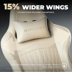 GTPLAYER Gaming Chair with Speakers ACE-PRO, Computer Video Game Chairs with Footrest for Adults, Built-in Speakers, App Support & Bluetooth Control, Ergonomic Reclining Silla, Linkage Armrest, Ivory
