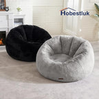 Hobestluk Large Beanbag Chairs for Adults Donut-Shaped Plush Sofa Couch | Grey, Oversized Bean Bag Chair with Faux Fur Cover Foam Filling Cozy Lounger for Bedroom Living Room Reading