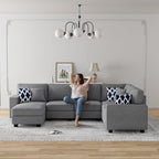 Legend Vansen Oversized Modular Sectional Sofa,U/L‑Shaped Reversible Couch with Ottoman,Deep Seat Plush Polyester Sofa for Living Room,7‑Seater,Dark Grey
