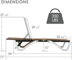 Kozyard Outdoor Chaise Lounge Chair, Full Flat Adjustable Patio Lounger with Aluminum Frame & Resin Legs, Textilene Fabric for Poolside, Backyard & Beach (Beige, Chair)