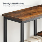 HOOBRO Narrow Console Table, Sofa Table, 4-Tier Industrial Entryway Table with Metal Mesh Shelf, Hallway Table with Adjustable Feet, for Entryway, Living Room, Hallway, Rustic Brown and Black BF79XG01