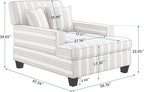 VANOMi 47" Chaise Lounge Chair, Adjustable Backrest, Navy Stripe Chenille | Recliner Sleeper Sofa with Pillows, Oversized Upholstered Single Sofa Bed, Lounge Chair for Living Room, Bedroom, Office