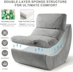 Comfy Reading Chair for Adults, Modular Sectional Sofa Bean Bag Chair, Cloud Couch Style with High Rebound Foam, Single Seat Compressible Sofa for Living Room & Bedroom, Grey