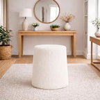 HomePop Organic Shape Ottoman (No Lid, Seat Only) | HomePop Home Décor | Round Pouf Foot Rest – Cream Boucle