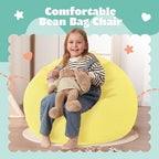 HABUTWAY 2FT Bean Bag Chair,Giant Bean Bag Chairs for Teens Adults,Big Bean Bags with Memory Foam Filled, Large Beanbag Chairs with Soft Corduroy Cover-Yellow
