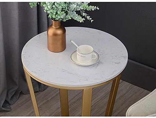 Telephone Table, Side Table Nordic Modern Living Room Marble Coffee Table Iron Art Telephone Table Bedroom Bedside Table 2 Tier Mini Round Table Storage Shelf，Gold (Color